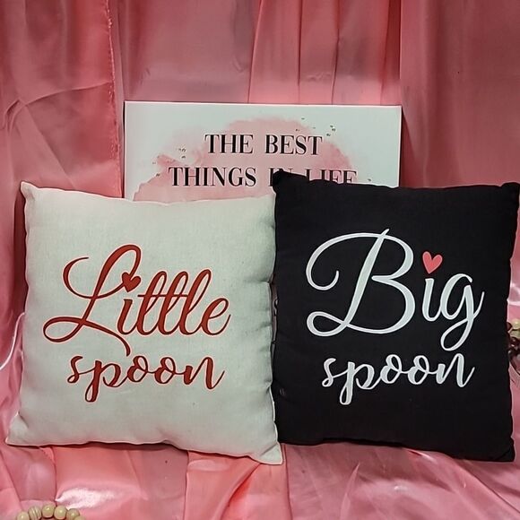 Little Spoon and Big Spoon Pillow Sze   Set of 2 - Picture 1 of 4